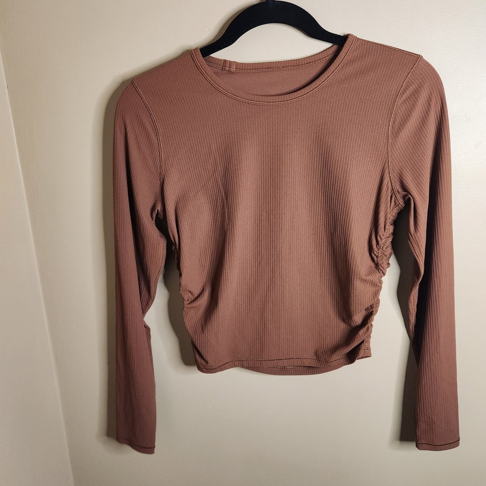 Lululemon All it Takes Long Sleeve Ribbed Nulu Roasted Brown Size 6